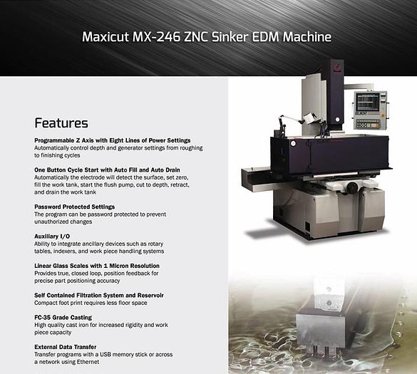Used 2013 BELMONT  Maxicut MX-246 ZNC Sinker EDM Machine