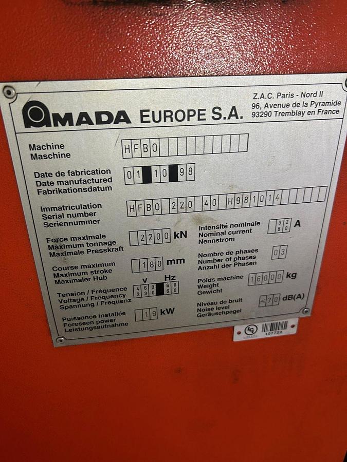 Used 1998 AMADA HFB 2204 14' Press Break