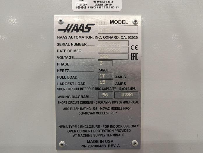 Used 2020 HAAS DT-1 5-Axis with TRT-100 Trunnion CNC Vertical Machining Center ***Low Hours***