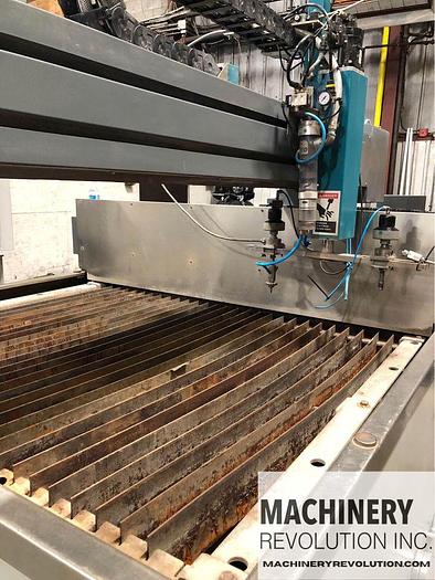 Used 2018 FLOW Mach 2 1313 60,000PSI 4' x 4' Dual Head CNC WaterJet Dual Feed Abrasive Hopper