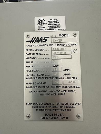 Used 2018 HAAS TM-3P CNC Vertical Machining Center ***Only 476 Cutting Hours***