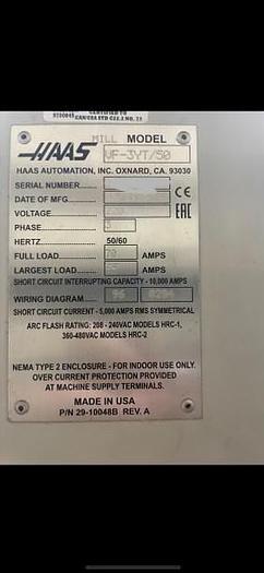 Used 2019 HAAS VF-3YT/50 4-Axis CNC Vertical Machining Center