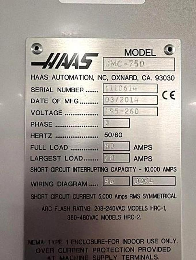 Used 2014 HAAS UMC-750 5-Axis CNC Vertical Machining Center *** Low Hours***
