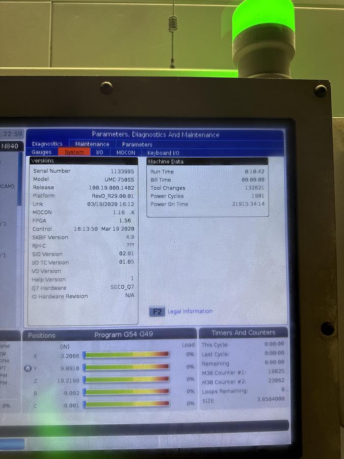 Used 2016 HAAS UMC-750SS 5-Axis CNC Vertical Machining Center