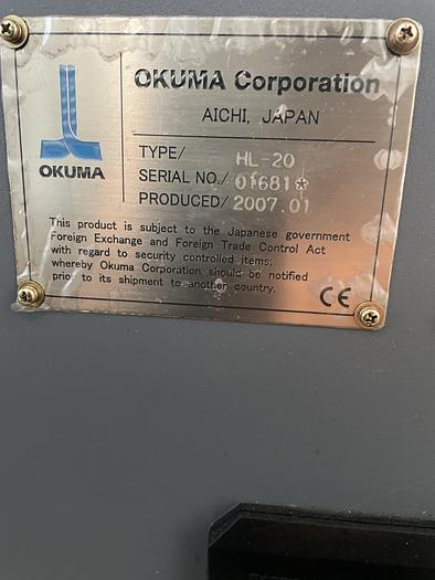 Used 2007 OKUMA HL-20 2-Axis Slant Bed CNC Lathe