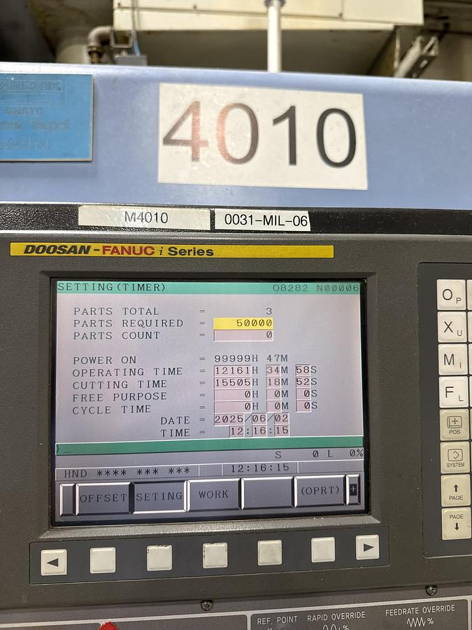 Used 2008 DOOSAN MV3016L 4-Axis CNC Vertical Machining Center