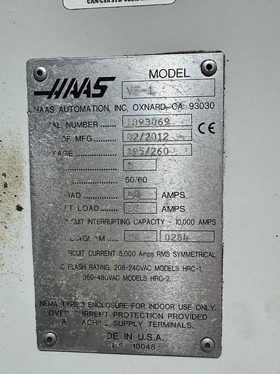 Used 2012 HAAS VF-1 CNC Vertical Machining Center ***Low Hours***