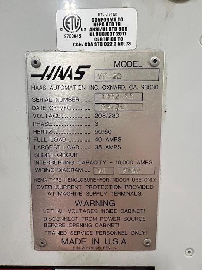 Used 2006 HAAS VF-2 4-Axis CNC Vertical Machining Center