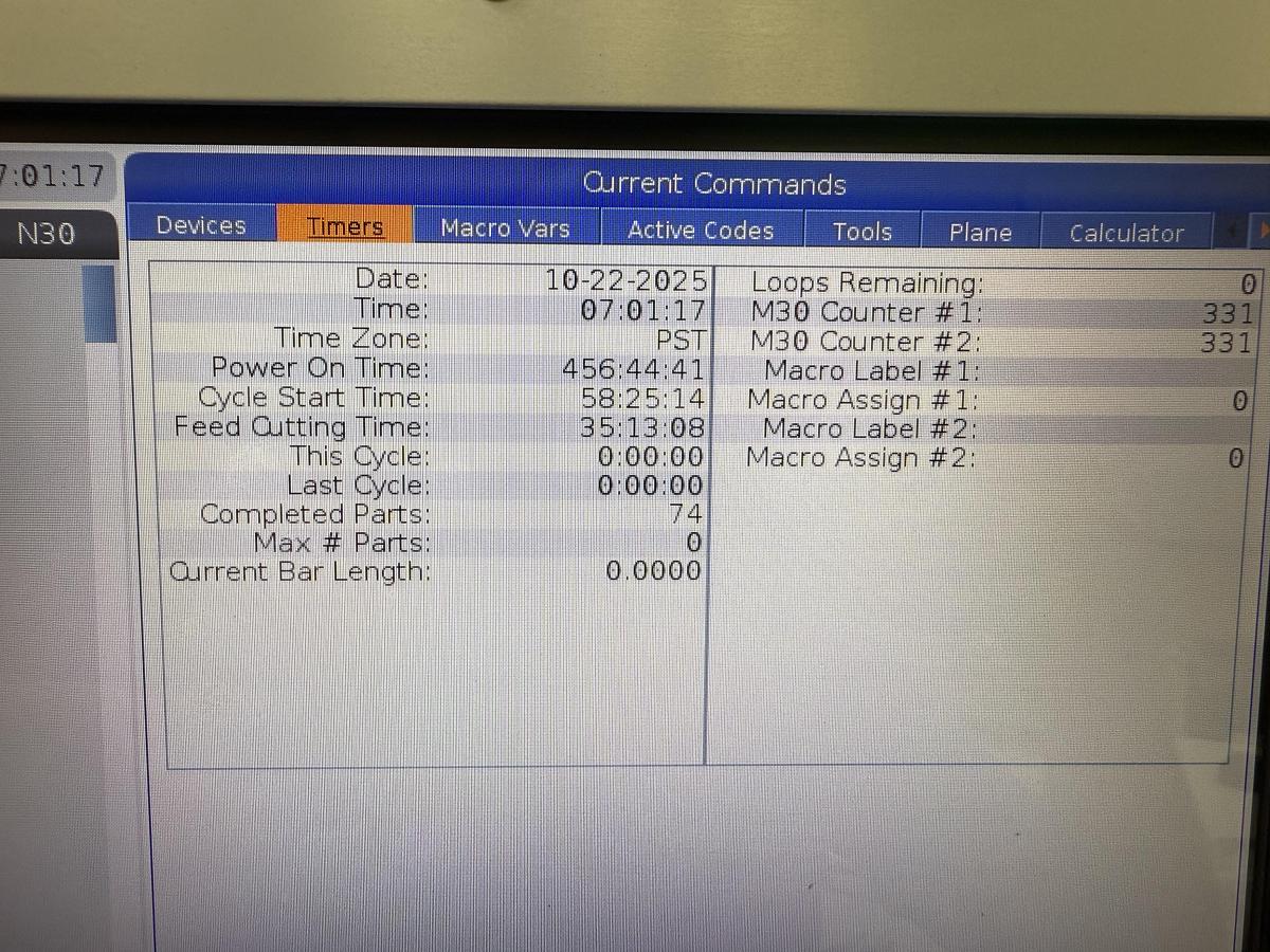 Used 2024 HAAS ST-15Y Sub Spindle CNC Lathe & HAAS Bar Feeder Only 35 Cutting Hours