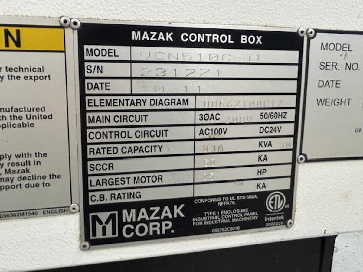 Used 2011 MAZAK VCN 510C 4-Axis Vertical Machining Center