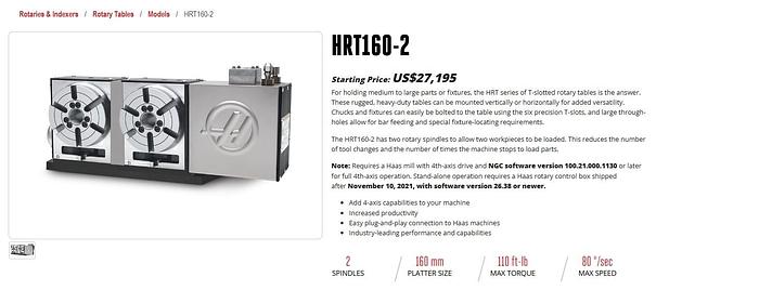 Used 2021 HAAS HRT-160-2 Dual Platter Rotary Table