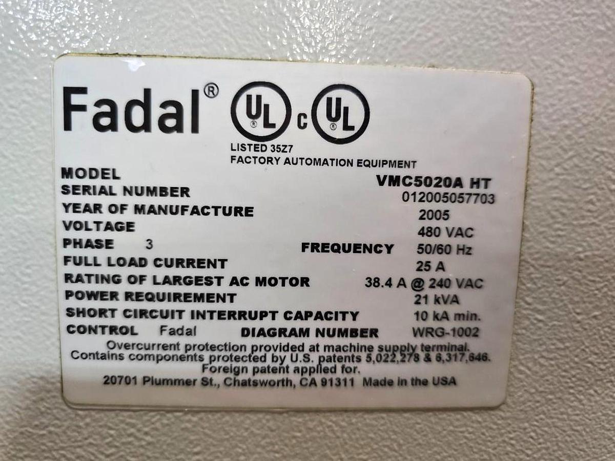 Used 2005 FADAL 2005 Fadal VMC 5020A-HT Vertical Machining Center