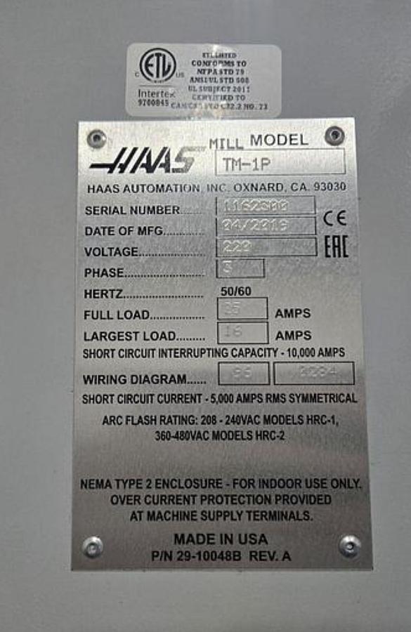 Used 2019 HAAS TM-1P 10,000 RPM Vertical Machining Center Only 276 Power On Hours
