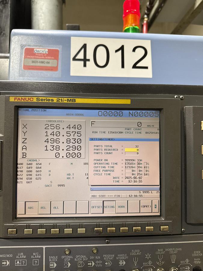 Used 2008 DOOSAN MV3016L 4-Axis CNC Vertical Machinig Center