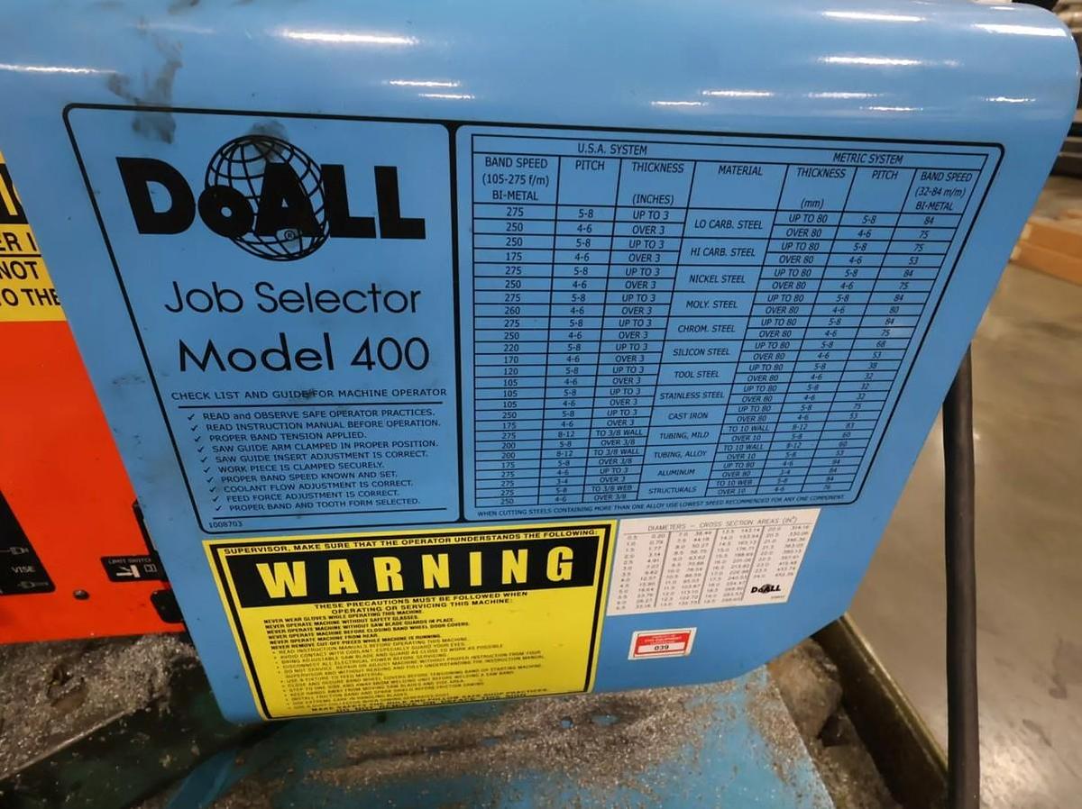 Used 2014 DoALL 400S Horizontal Band Saw with 10' Conveyor