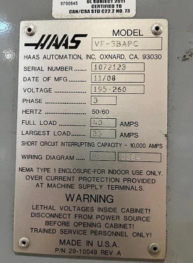 Used 2008 HAAS VF-3 APC CNC Vertical Machining Center