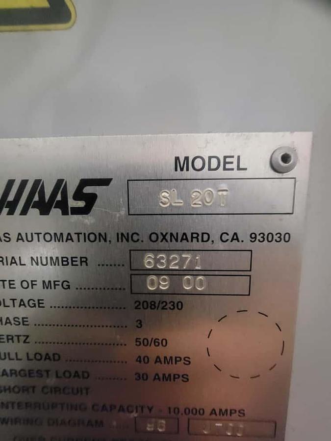 Used 2000 HAAS Sl-20 CNC Turning Center