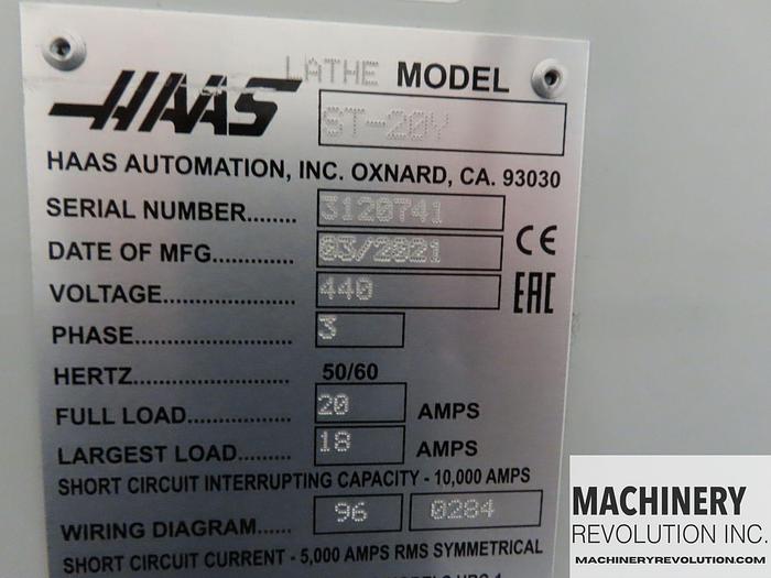 Used 2021 HAAS ST-20Y CNC Lathe with Sub Spindle / Live Tooling / Y-Axis / Tool PreSetter CNC Turning Center ***282 Hours***
