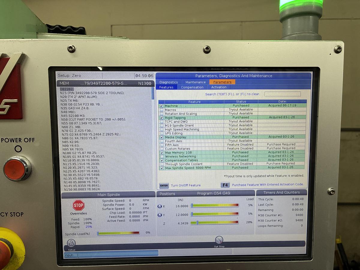 Used 2019 HAAS Mini Mill Like Brand New Only 567 Feed Cutting Hours