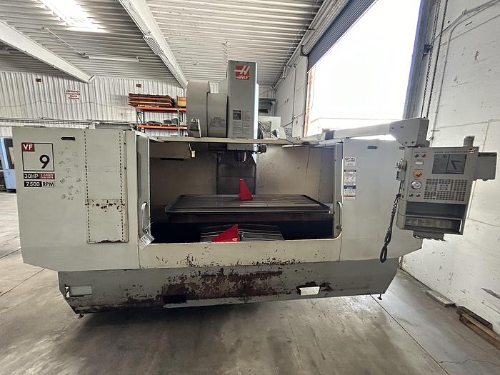 Used 2005 HAAS VF-9 Cat 50 4-Axis CNC Vertical Machining Center with HAAS HRT-450 Rotary Table and Tailstock