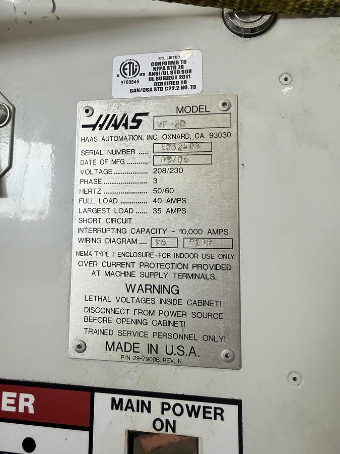Used 2006 HAAS VF-2 5-Axis CNC Vertical Machining Center