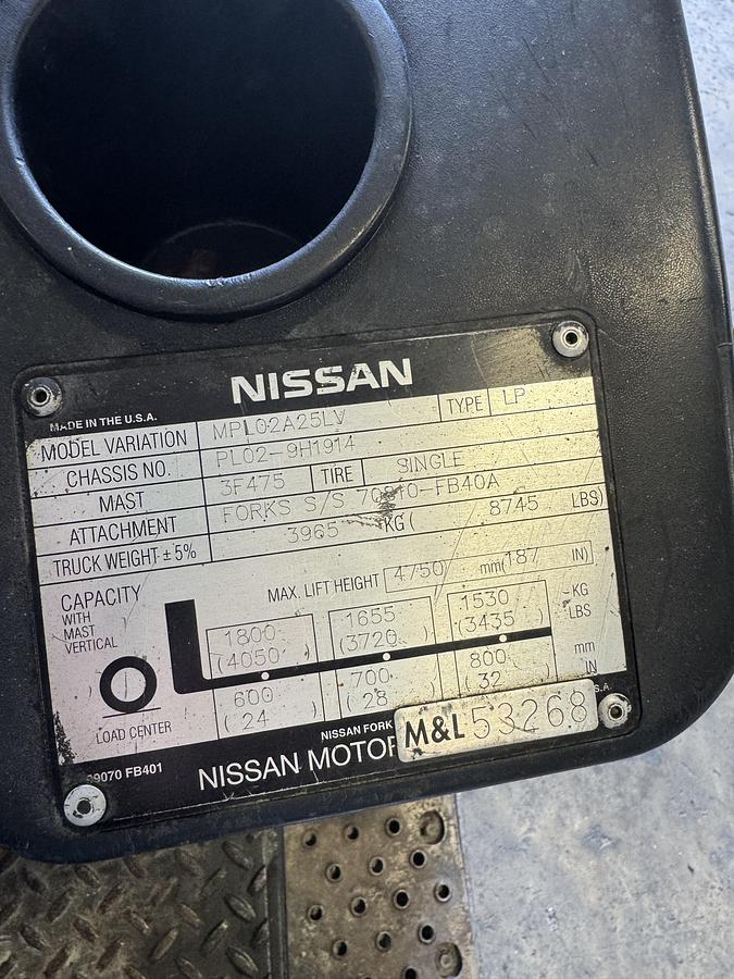 Used NISSAN MCPL02A25LV Forklift Trucks
