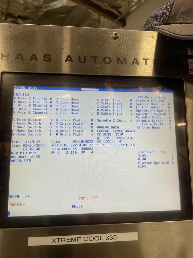 Used 2005 HAAS VF-9 4-Axis 10,000RPM CNC Vertical Machining Center ***Low Hours***