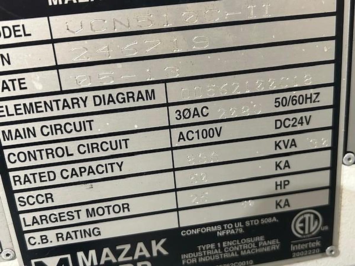 Used 2013 MAZAK VCN 510C 4-Axis Vertical Machining Center