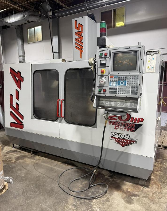 Used 1998 HAAS VF-4 4-Axis & HRT-210 Rotary Table CNC Vertical Machining Center