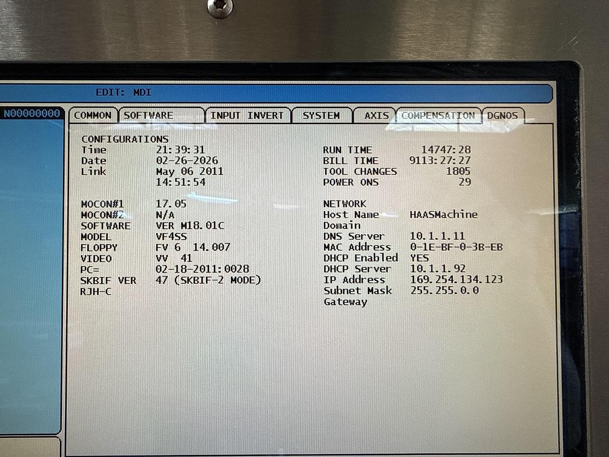 Used 2011 HAAS VF-4SS 4-Axis 12,000 RPM CNC Vertical Machining Center WIPS / High Speed Machining / 40+1 ATC