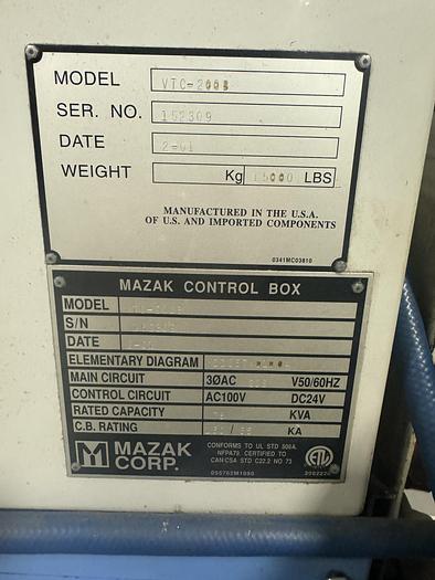 Used 2000 MAZAK VTC 200B 4-Axis Vertical Machining Center