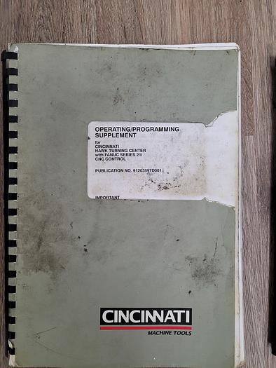 Used 2000 Cincinnati Hawk 250 CNC Lathe with Live Tooling and Programmable Tailstock & Fanuc control