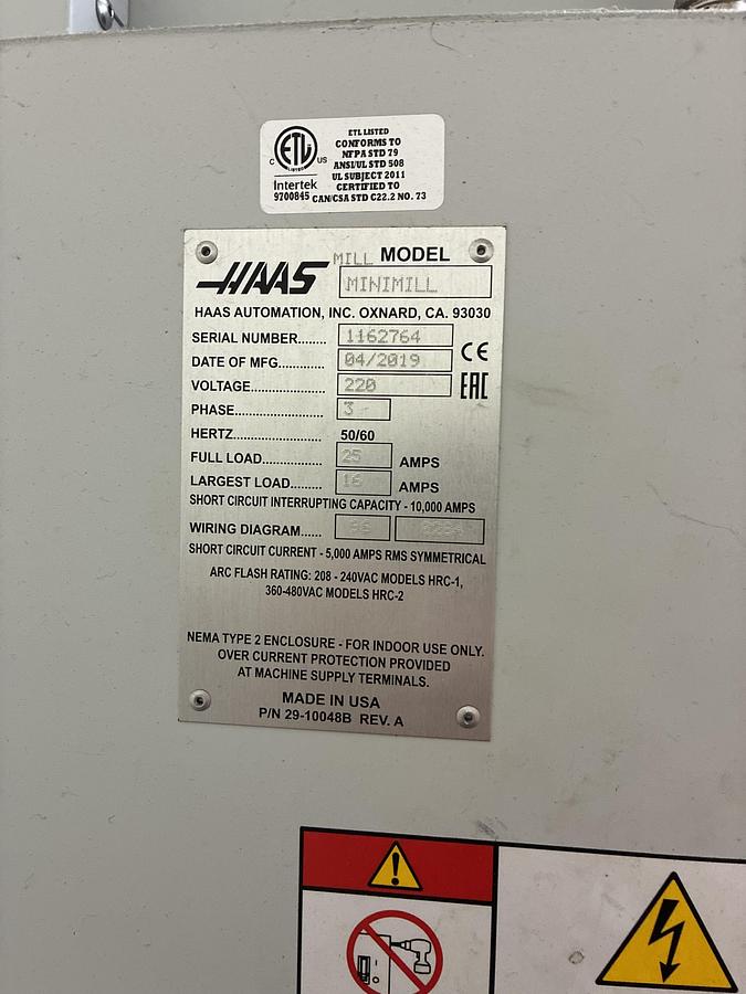 Used 2019 HAAS Mini Mill Like Brand New Only 567 Feed Cutting Hours
