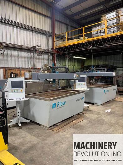 Used 2018 FLOW Mach 2 1313 60,000PSI 4' x 4' Dual Head CNC WaterJet Dual Feed Abrasive Hopper