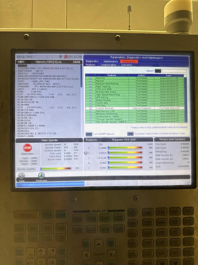 Used 2016 HAAS UMC-750SS 5-Axis CNC Vertical Machining Center