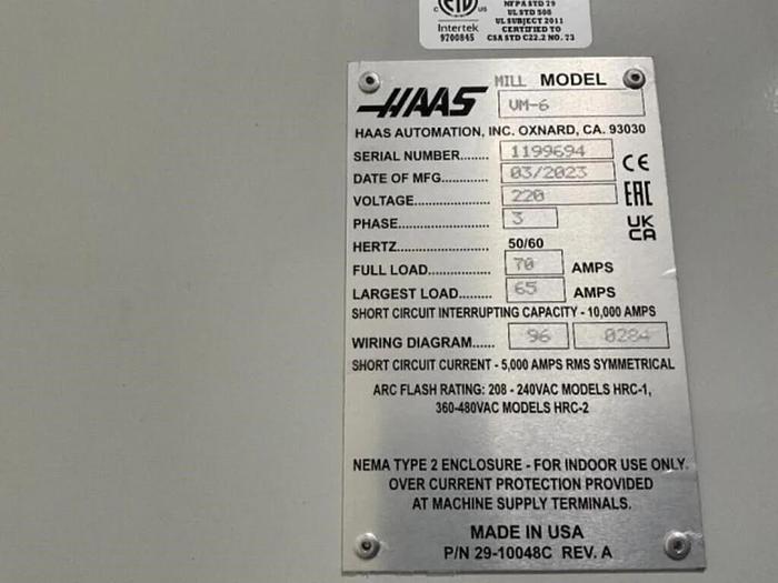 Used 2023 HAAS VM-6 5-Axis CNC Vertical Machining Center