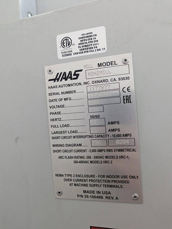 Used 2020 HAAS Mini Mill CNC Vertical Machining Center ***Low Hours***