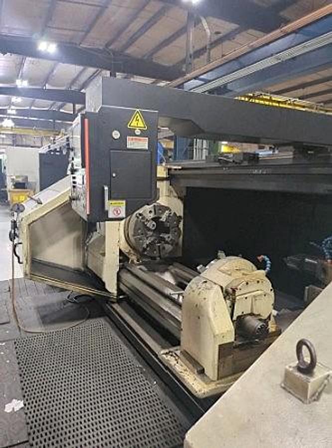 Used 2015 MAZAK POWERMASTER UNIVERSAL 3000 25" Chuck 122.5" Between Centers Programmable Tailstock