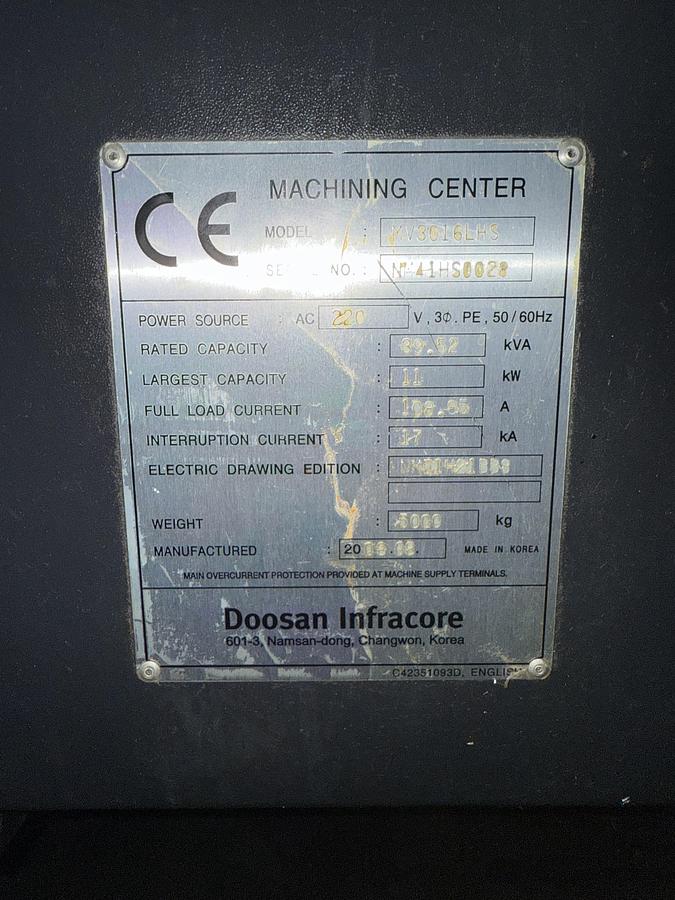 Used 2008 DOOSAN MV3016LHS 4-Axis CNC Vertical Machinig Center