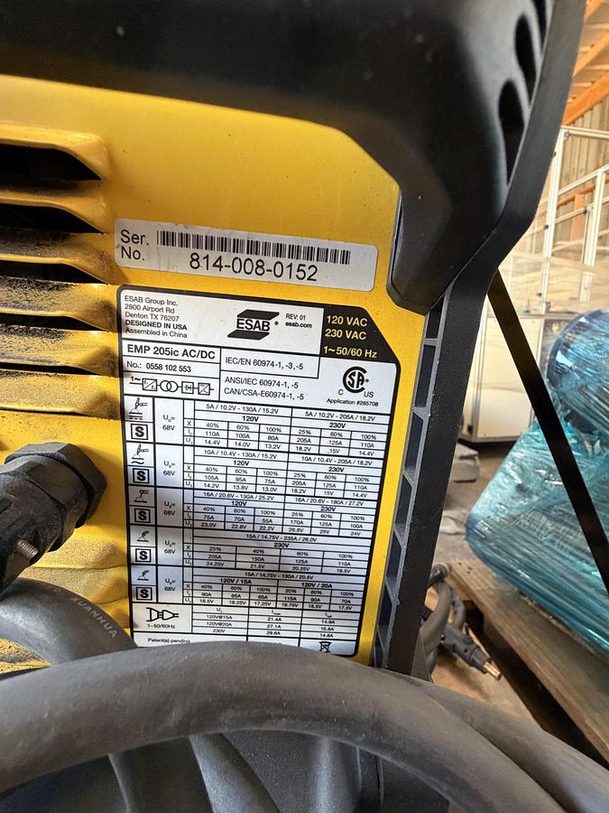 Used 2020 ESAB Rebel 205ic 120 - 230 Volts CC/CV Multi-Process Welder