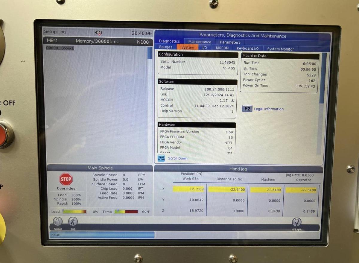 Used 2018 HAAS VF-4SS 5-Axis 15,000 rpm CNC Vertical Machining Center