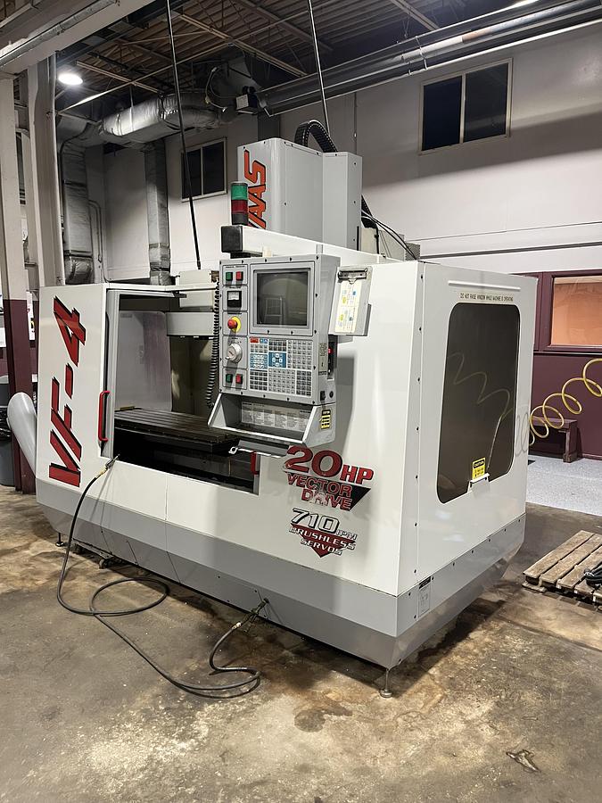 Used 1998 HAAS VF-4 4-Axis & HRT-210 Rotary Table CNC Vertical Machining Center