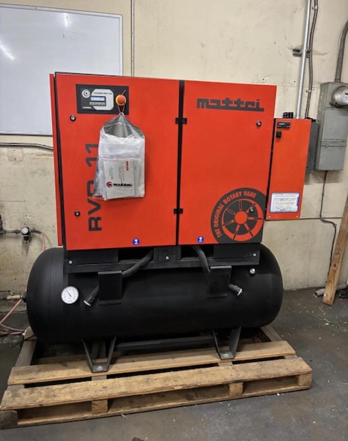 Used 2023 Mattei VRD 11 Rotary Vane Air Compressor with Dryer and 120 Gallon Tank ***Only 3,411 Power on Hours***