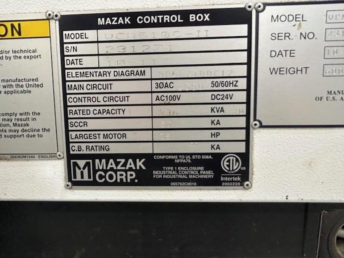 Used 2011 MAZAK VCN 510C 4-Axis Vertical Machining Center