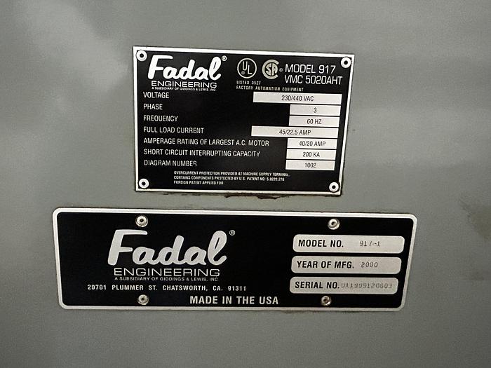 Used 2000 FADAL VMC 5020A CNC Vertical Machining Center