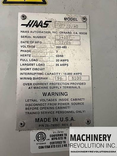 Used 2007 HAAS VF-7 15,000RPM CNC Vertical Machining Center