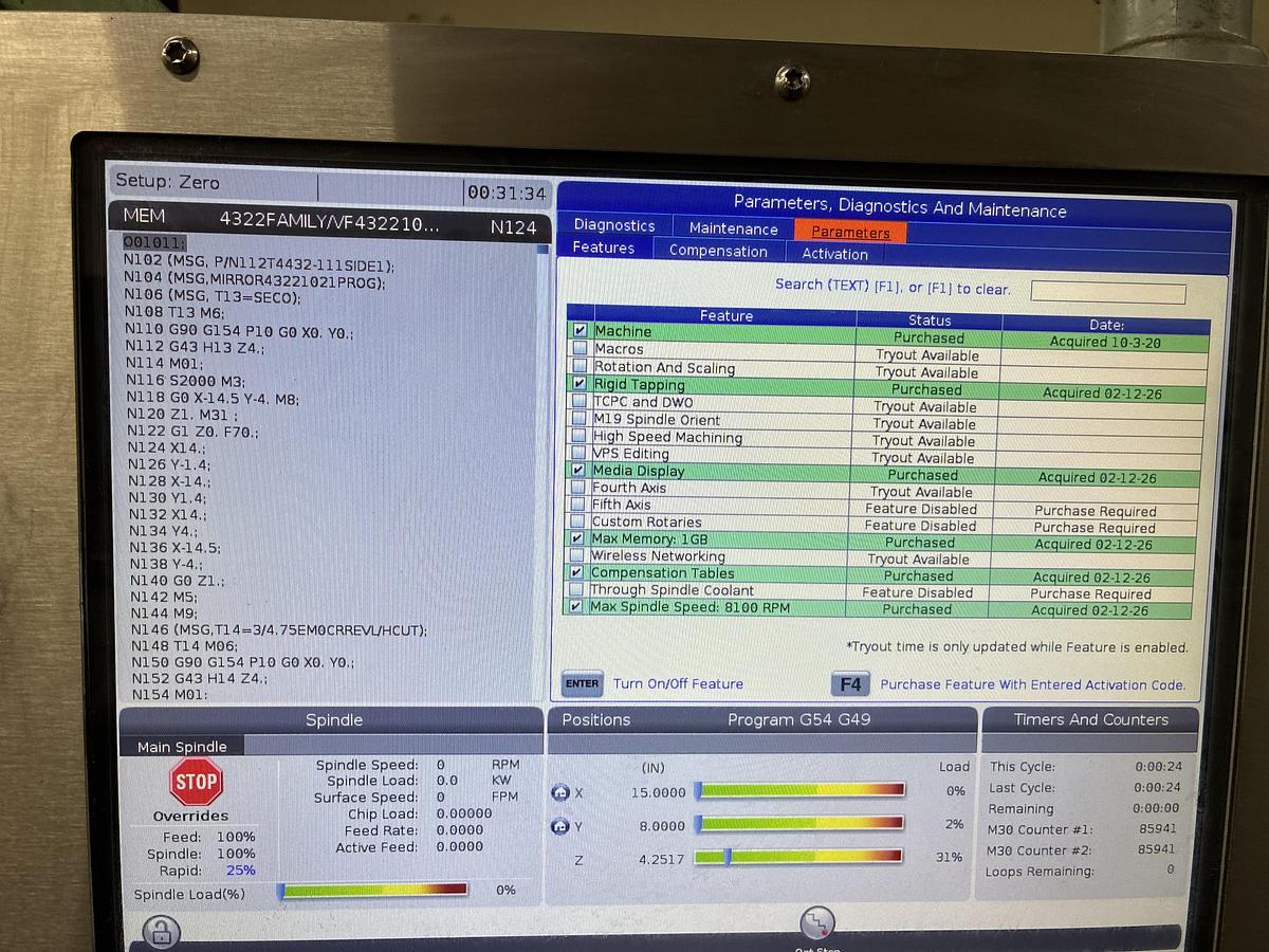 Used 2017 HAAS VF-2 CNC Vertical Machining Center *** Low Hours***