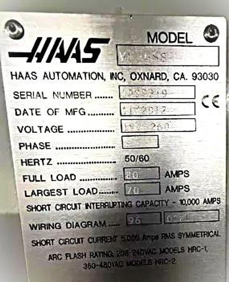 Used 2012 HAAS VF-4SS 12,000 RPM CNC Vertical Machining Center