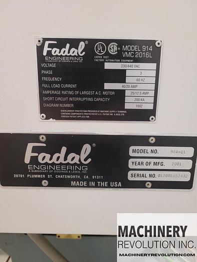 Used 2001 FADAL VMC 2016L 7,500RPM CNC Vertical Machining Center