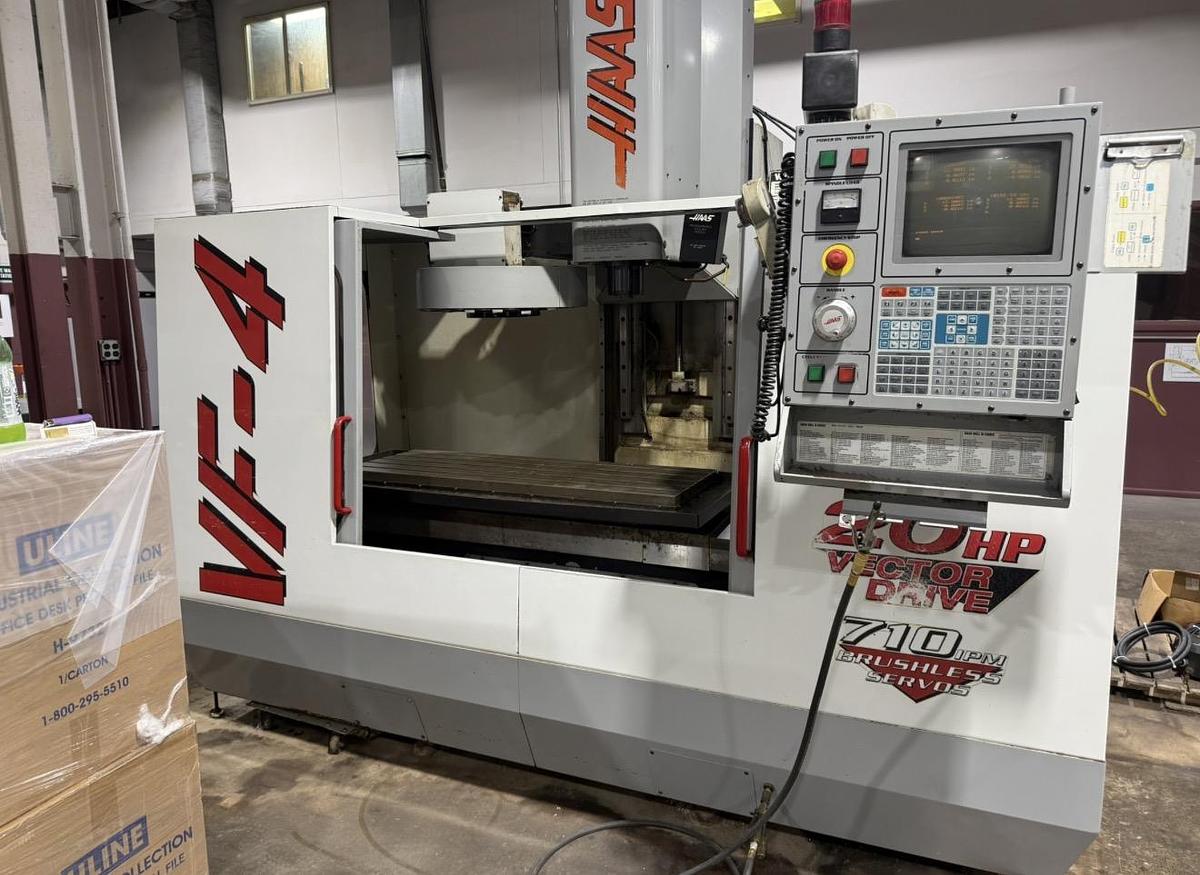 Used 1998 HAAS VF-4 4-Axis & HRT-210 Rotary Table CNC Vertical Machining Center